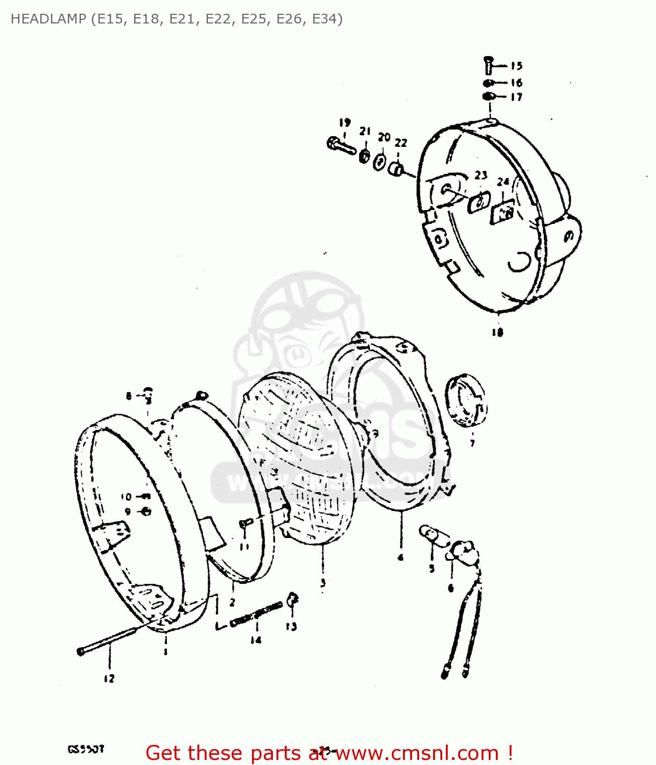 HEADLAMP (E15, E18, E21, E22, E25, E26, E34) GS550 1980 (T) GENERAL EXPORT (E01)