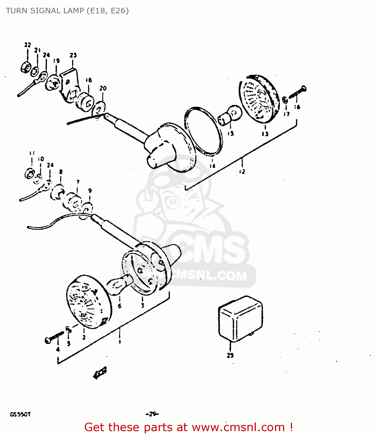 TURN SIGNAL LAMP (E18, E26) GS550 1980 (T) GENERAL EXPORT (E01)