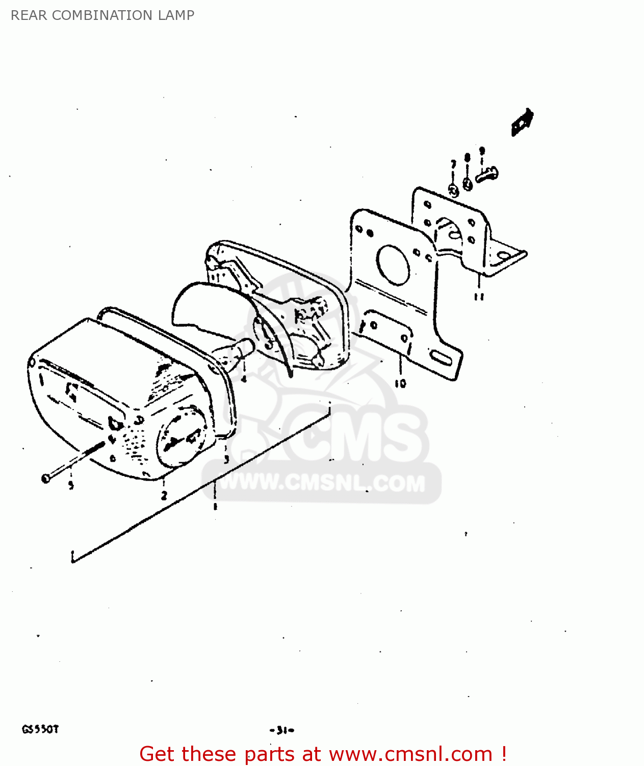 REAR COMBINATION LAMP GS550 1980 (T) GENERAL EXPORT (E01)