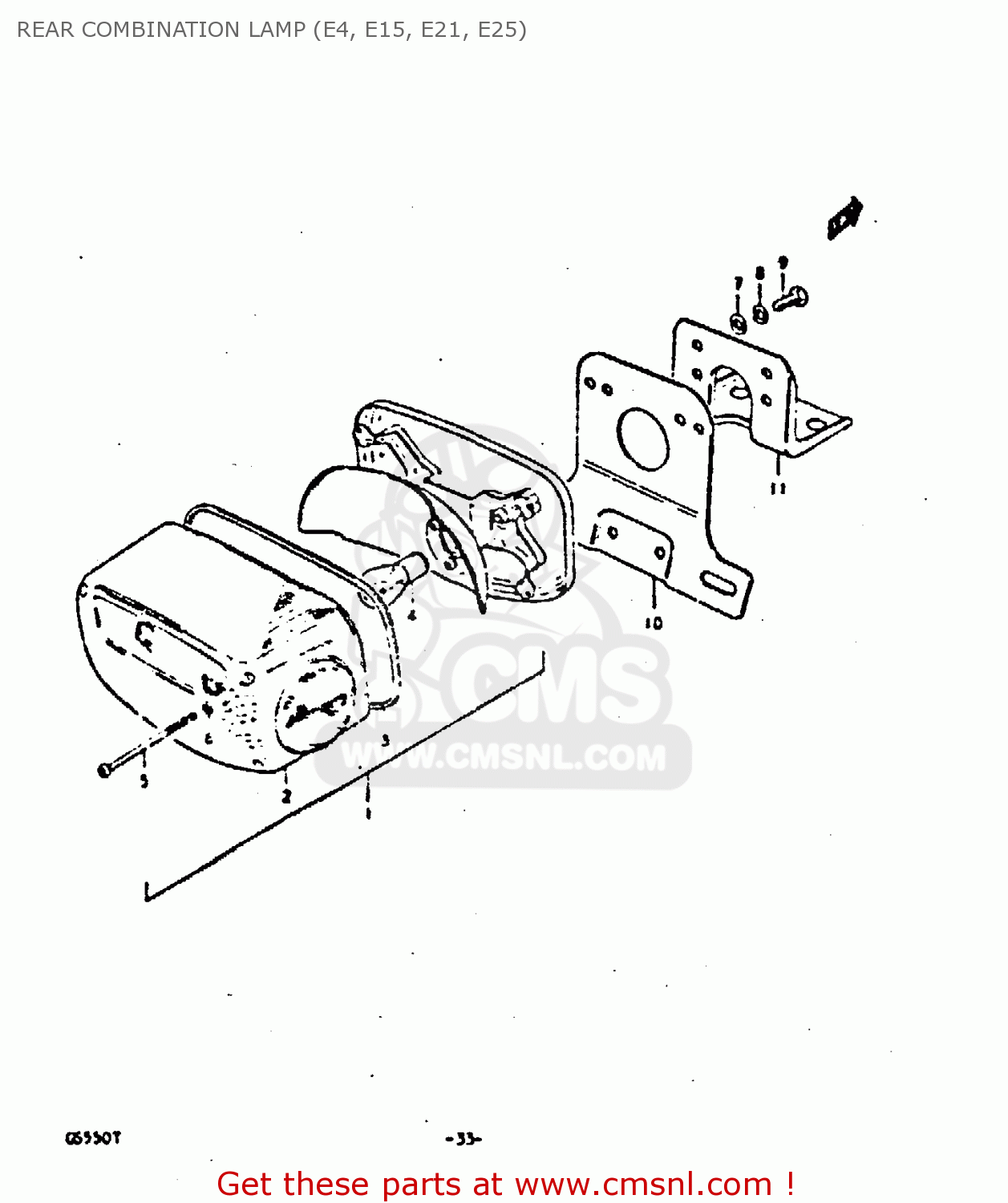 REAR COMBINATION LAMP (E4, E15, E21, E25) GS550 1980 (T) GENERAL EXPORT (E01)