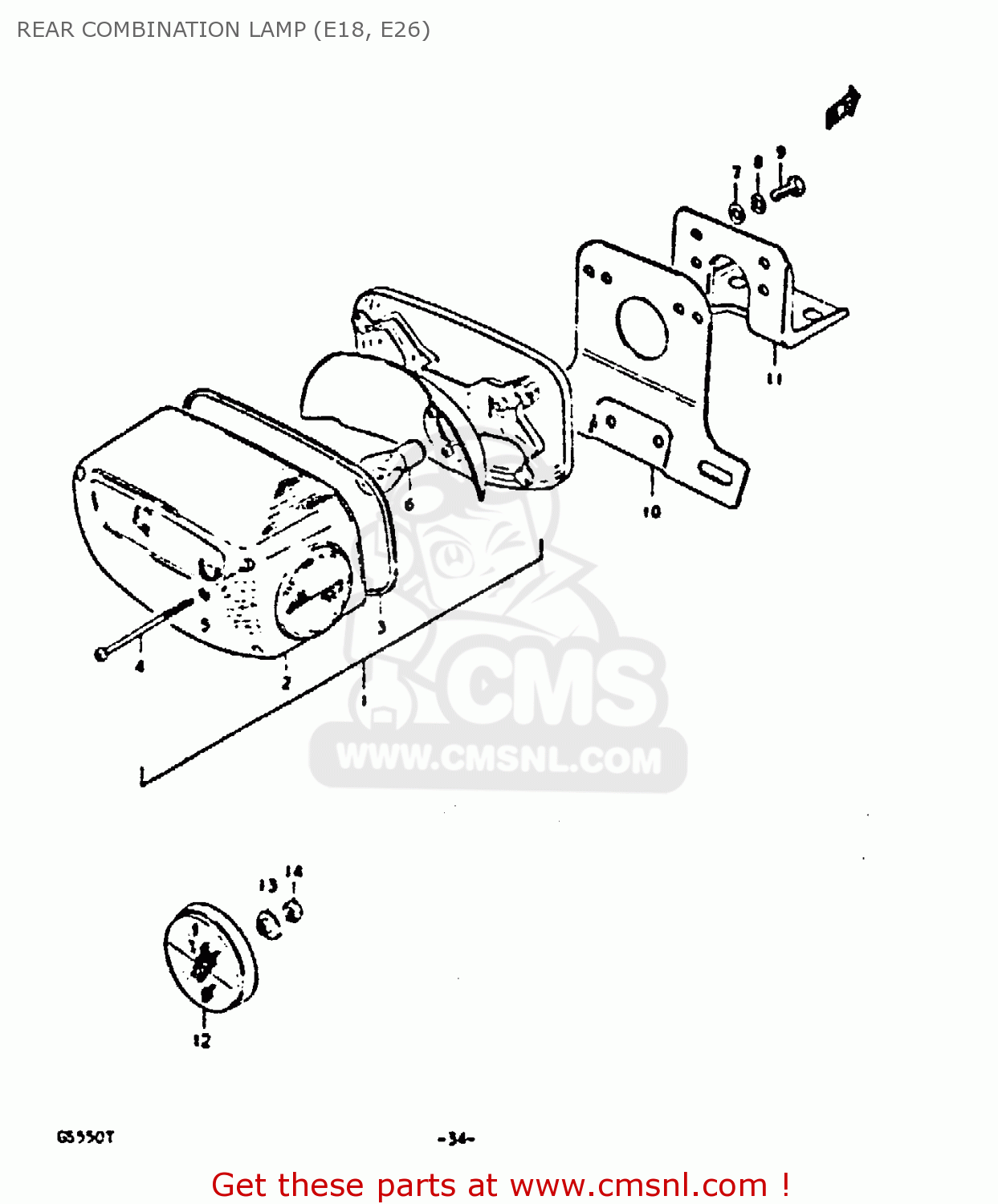 REAR COMBINATION LAMP (E18, E26) GS550 1980 (T) GENERAL EXPORT (E01)