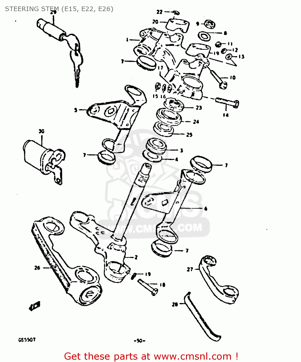 STEERING STEM (E15, E22, E26) GS550 1980 (T) GENERAL EXPORT (E01)