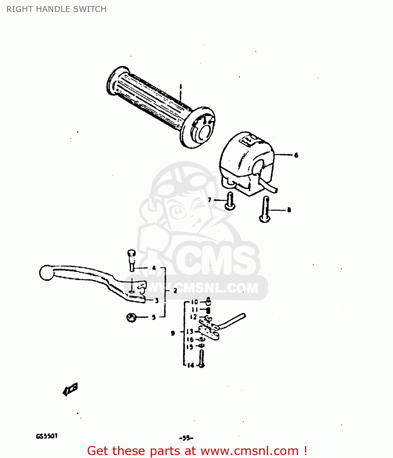 RIGHT HANDLE SWITCH GS550 1980 (T) GENERAL EXPORT (E01)