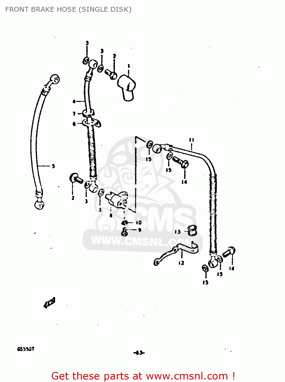 FRONT BRAKE HOSE (SINGLE DISK) GS550 1980 (T) GENERAL EXPORT (E01)