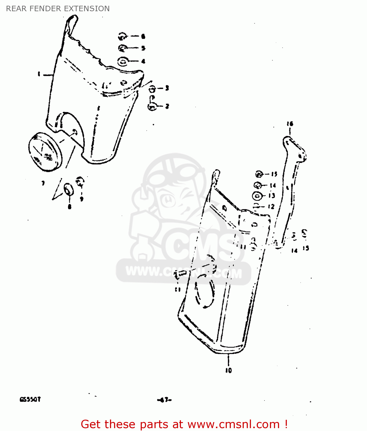 REAR FENDER EXTENSION GS550 1980 (T) GENERAL EXPORT (E01)