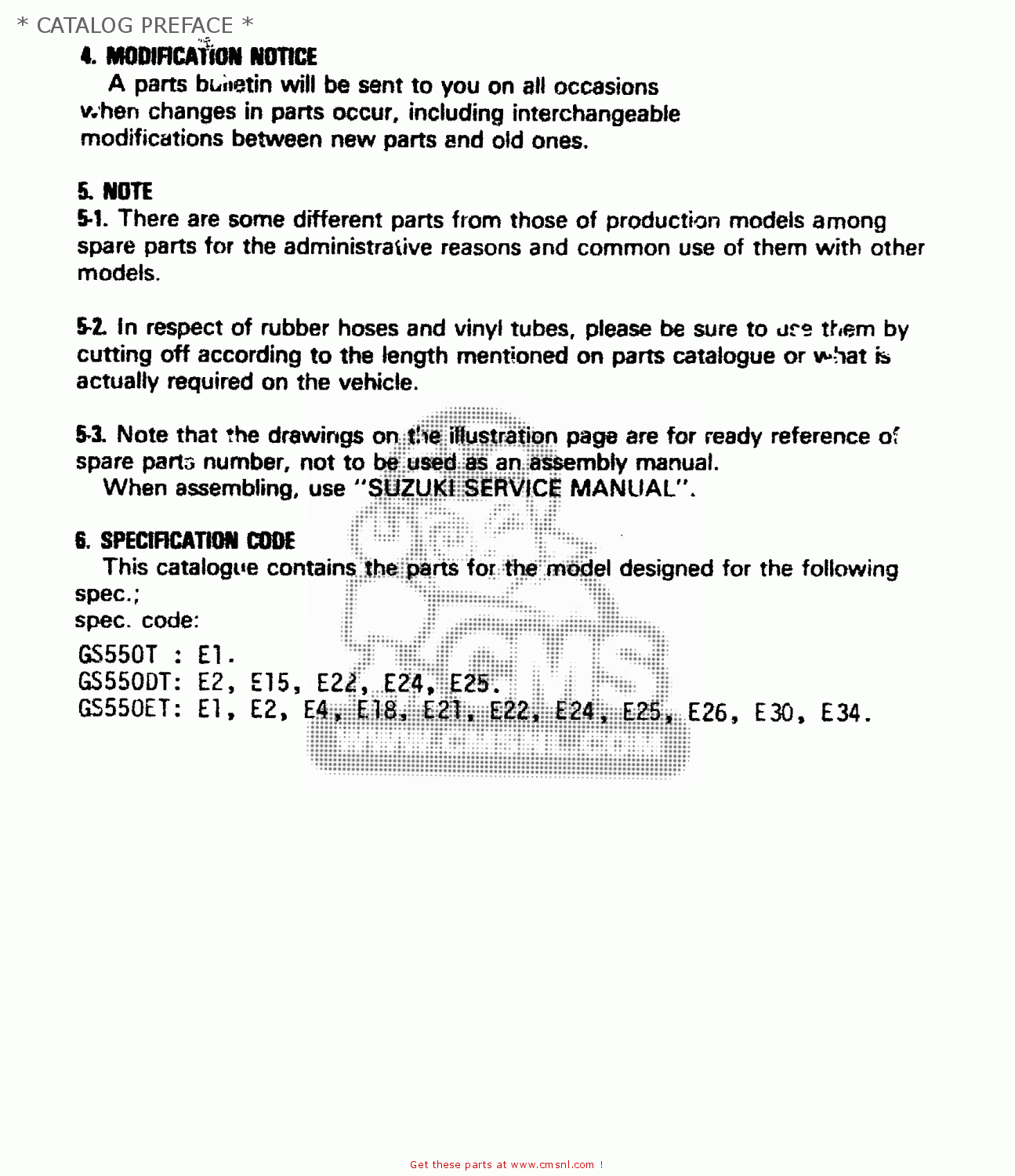 * CATALOG PREFACE * GS550 1980 (T) GENERAL EXPORT (E01)