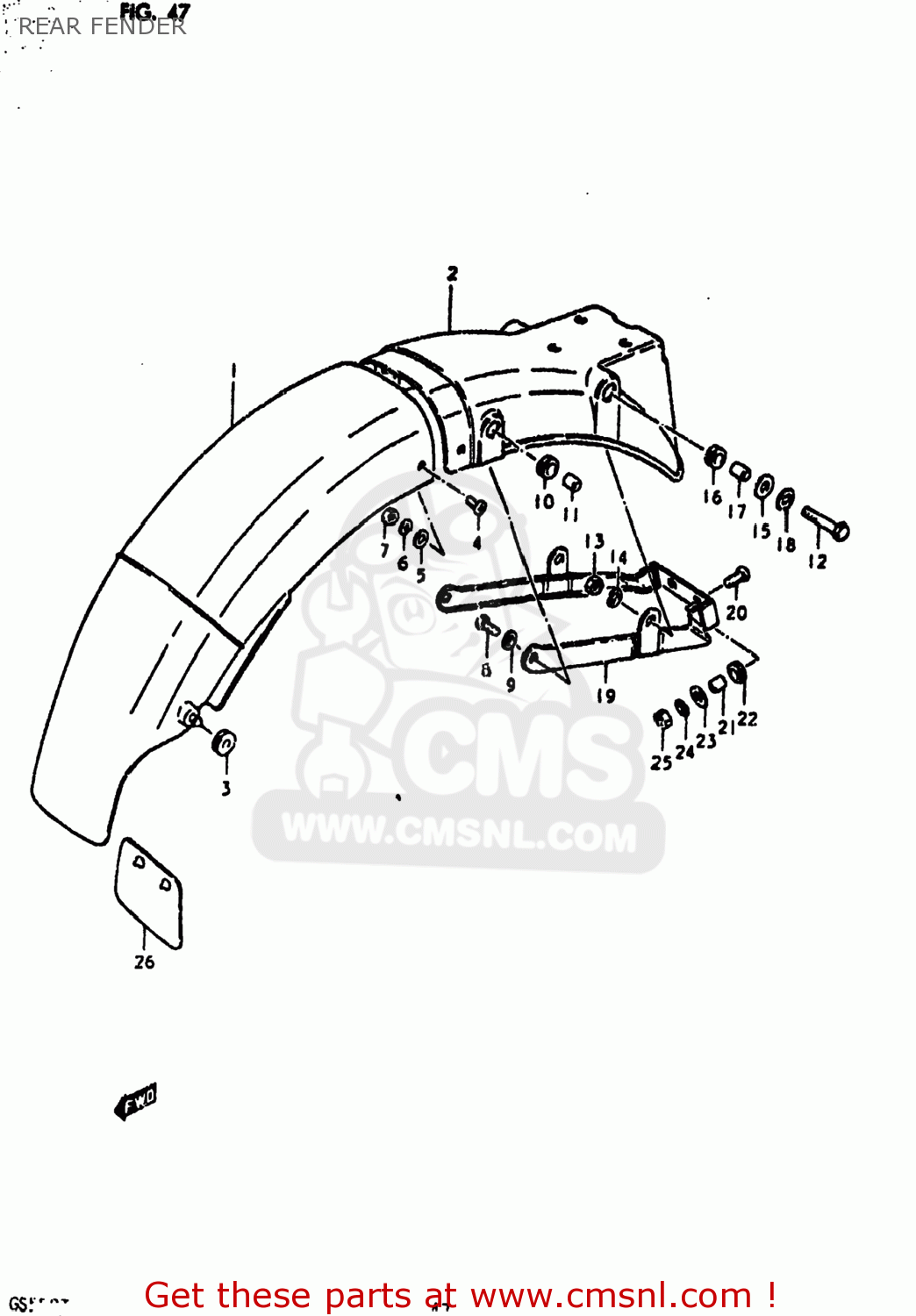 Suzuki GS550 1980 (T) USA (E03) REAR FENDER - buy original REAR FENDER ...