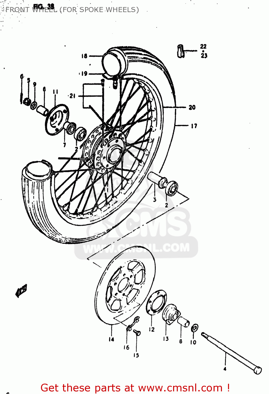 FRONT WHEEL (FOR SPOKE WHEELS) GS550 1980 (T) USA (E03)