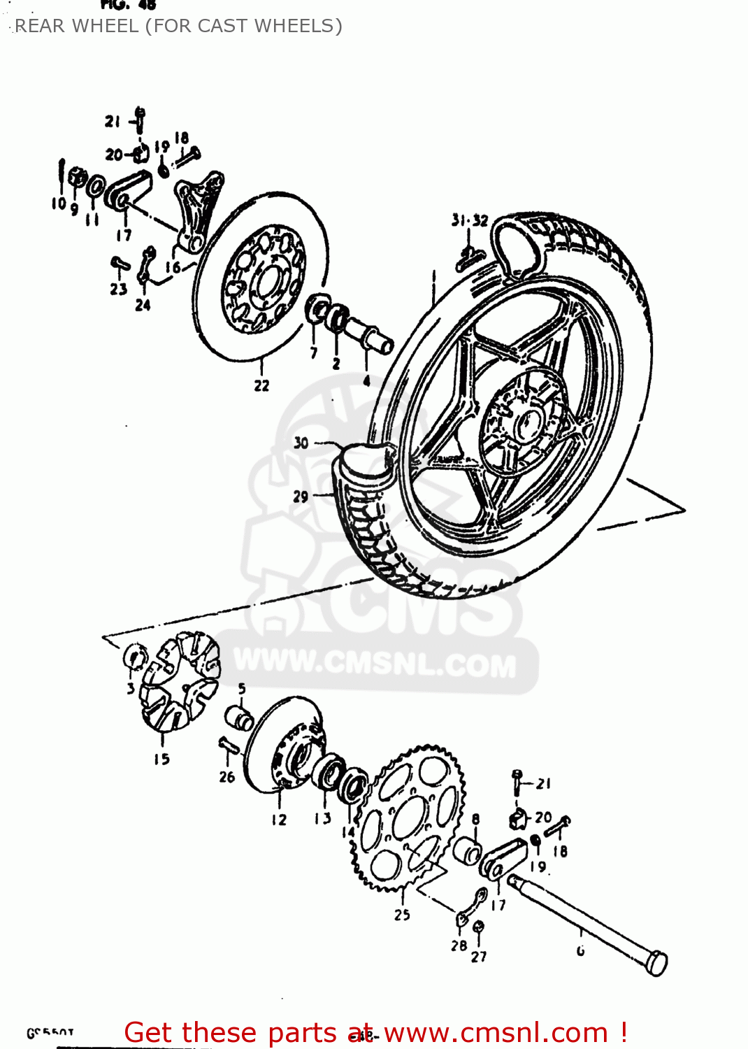 REAR WHEEL (FOR CAST WHEELS) GS550 1980 (T) USA (E03)