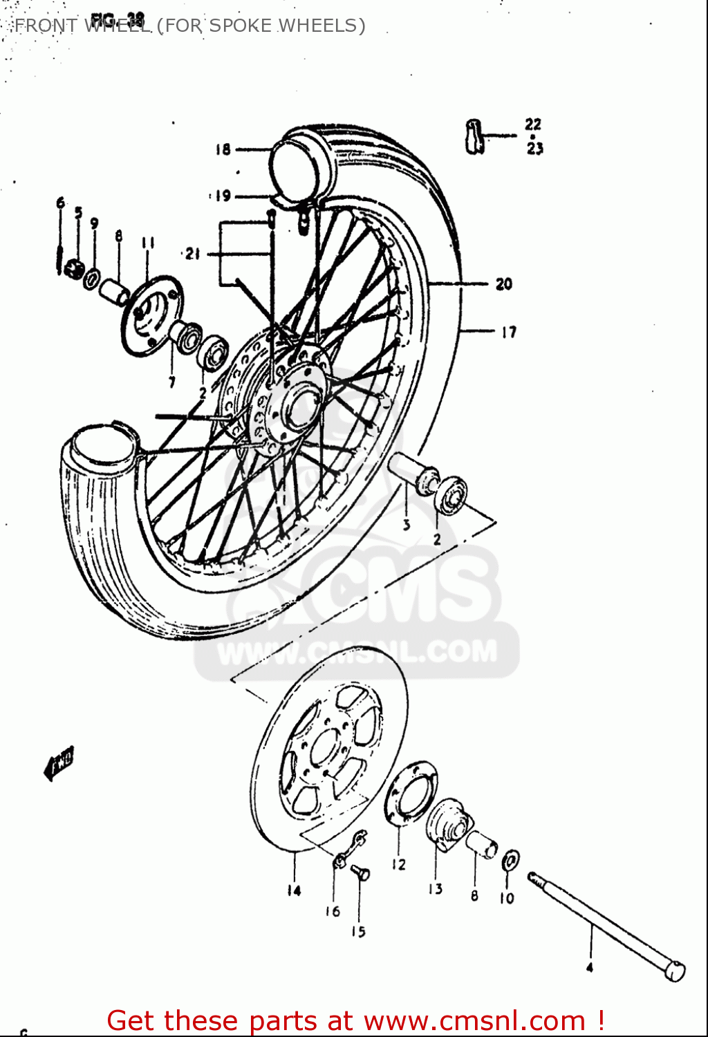 FRONT WHEEL (FOR SPOKE WHEELS) GS550 1980 (T) USA (E03)