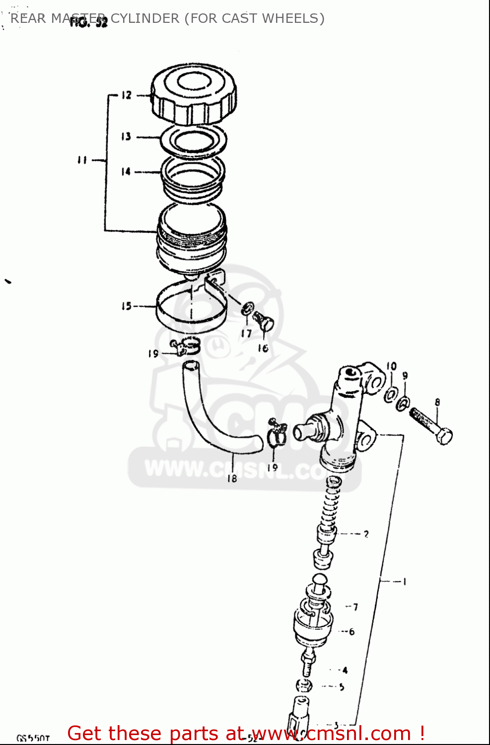 REAR MASTER CYLINDER (FOR CAST WHEELS) GS550 1980 (T) USA (E03)