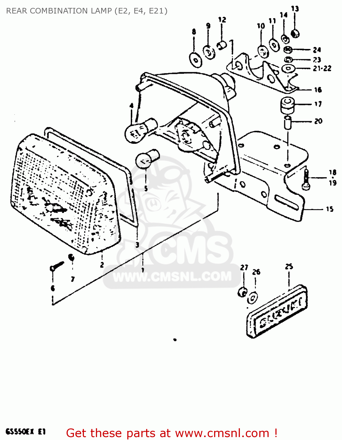 REAR COMBINATION LAMP (E2, E4, E21) GS550 1981 (X) GENERAL EXPORT (E01)