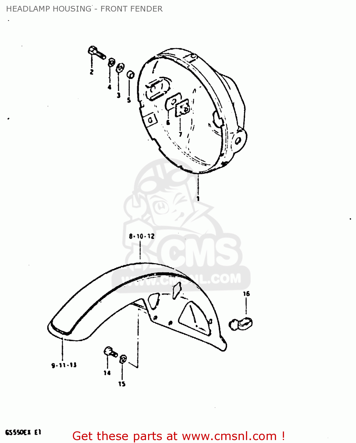 HEADLAMP HOUSING - FRONT FENDER GS550 1981 (X) GENERAL EXPORT (E01)