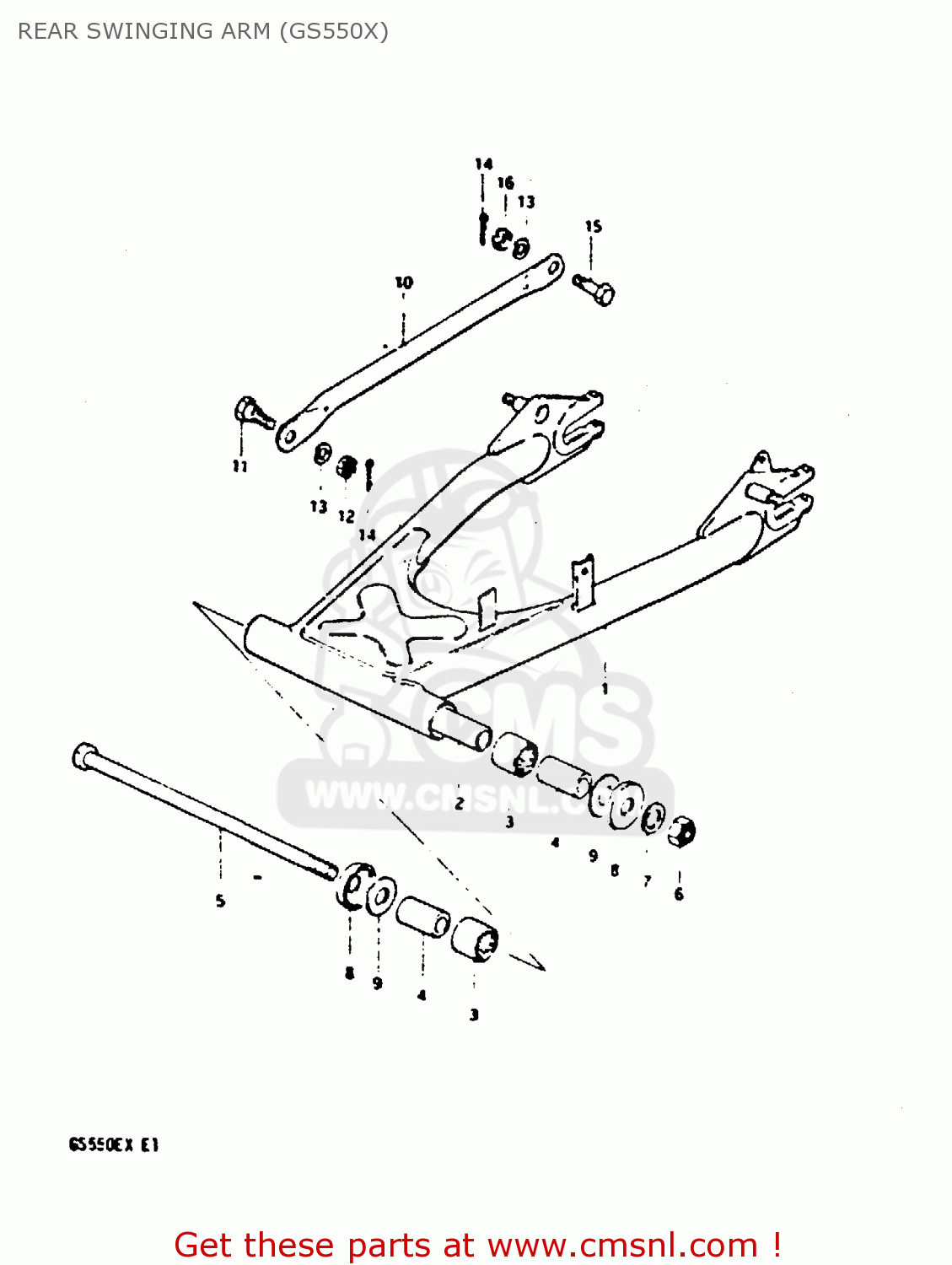 REAR SWINGING ARM (GS550X) GS550 1981 (X) GENERAL EXPORT (E01)