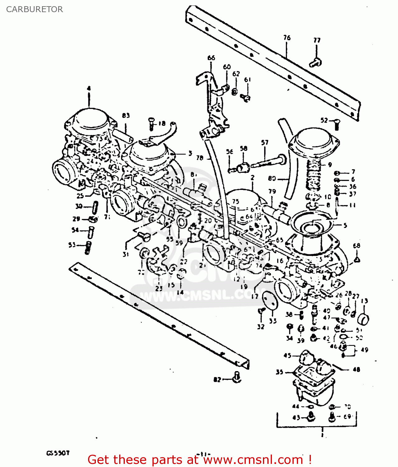 CARBURETOR GS550D 1980 (T) (E02 E15 E22 E24 E25)