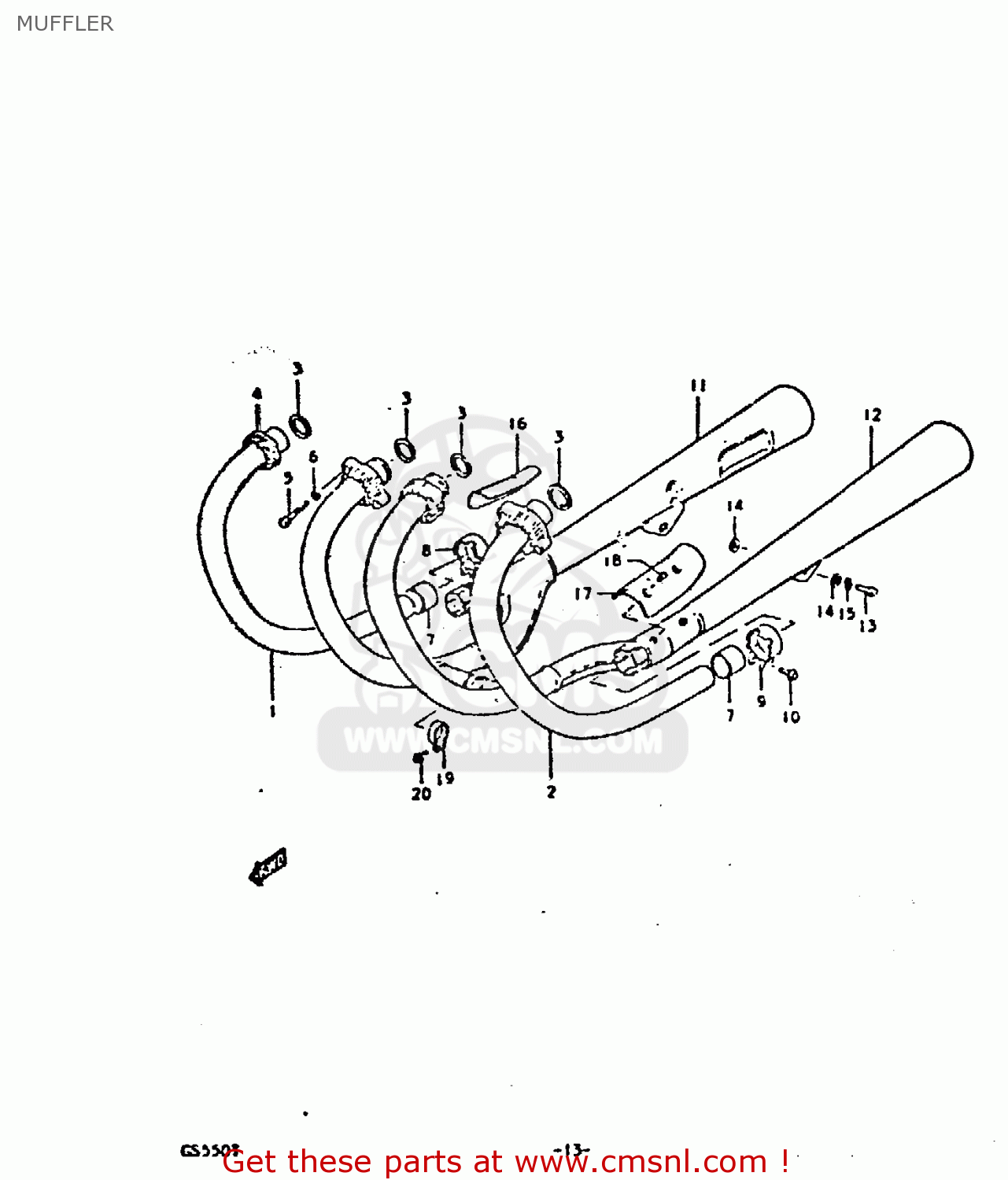 MUFFLER GS550D 1980 (T) (E02 E15 E22 E24 E25)