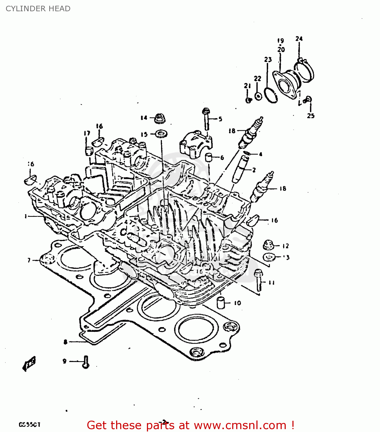 CYLINDER HEAD GS550D 1980 (T) (E02 E15 E22 E24 E25)