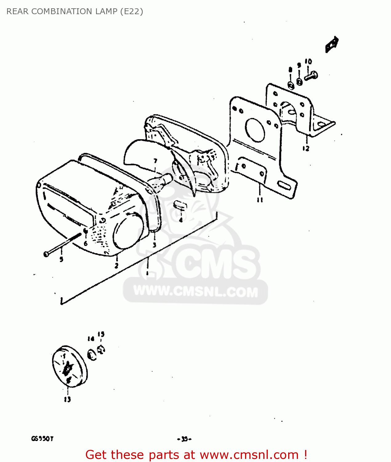 REAR COMBINATION LAMP (E22) GS550D 1980 (T) (E02 E15 E22 E24 E25)