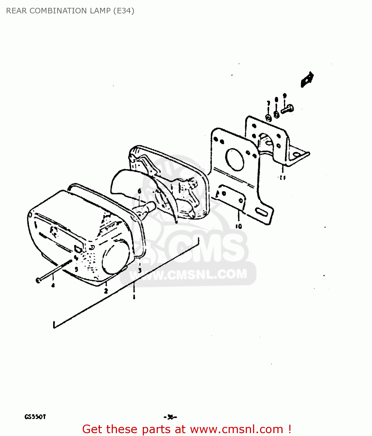 REAR COMBINATION LAMP (E34) GS550D 1980 (T) (E02 E15 E22 E24 E25)