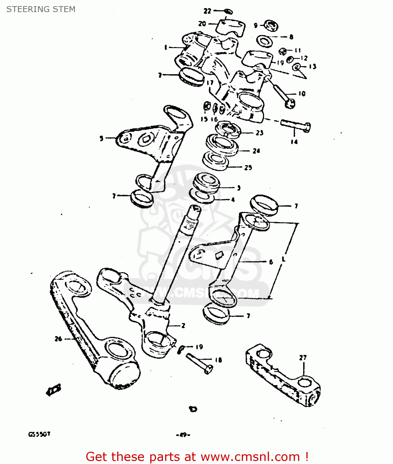 STEERING STEM GS550D 1980 (T) (E02 E15 E22 E24 E25)