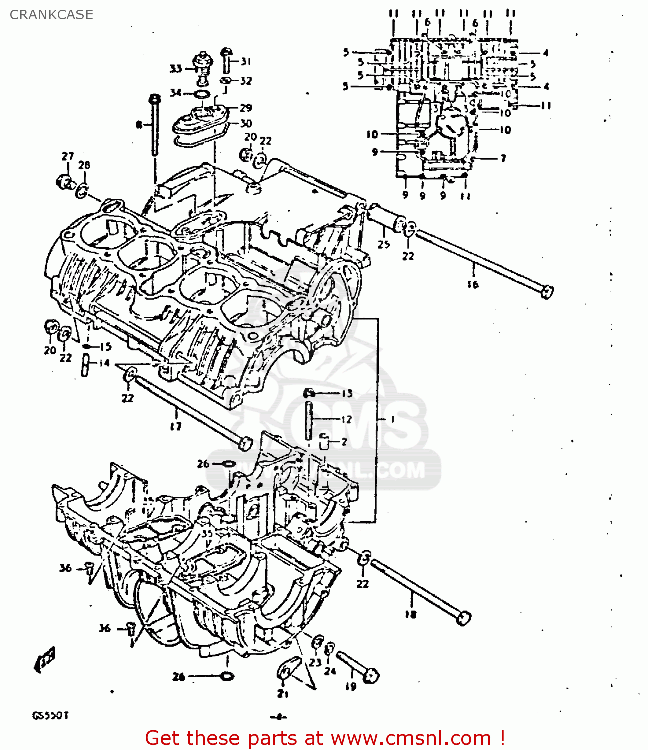 CRANKCASE GS550D 1980 (T) (E02 E15 E22 E24 E25)