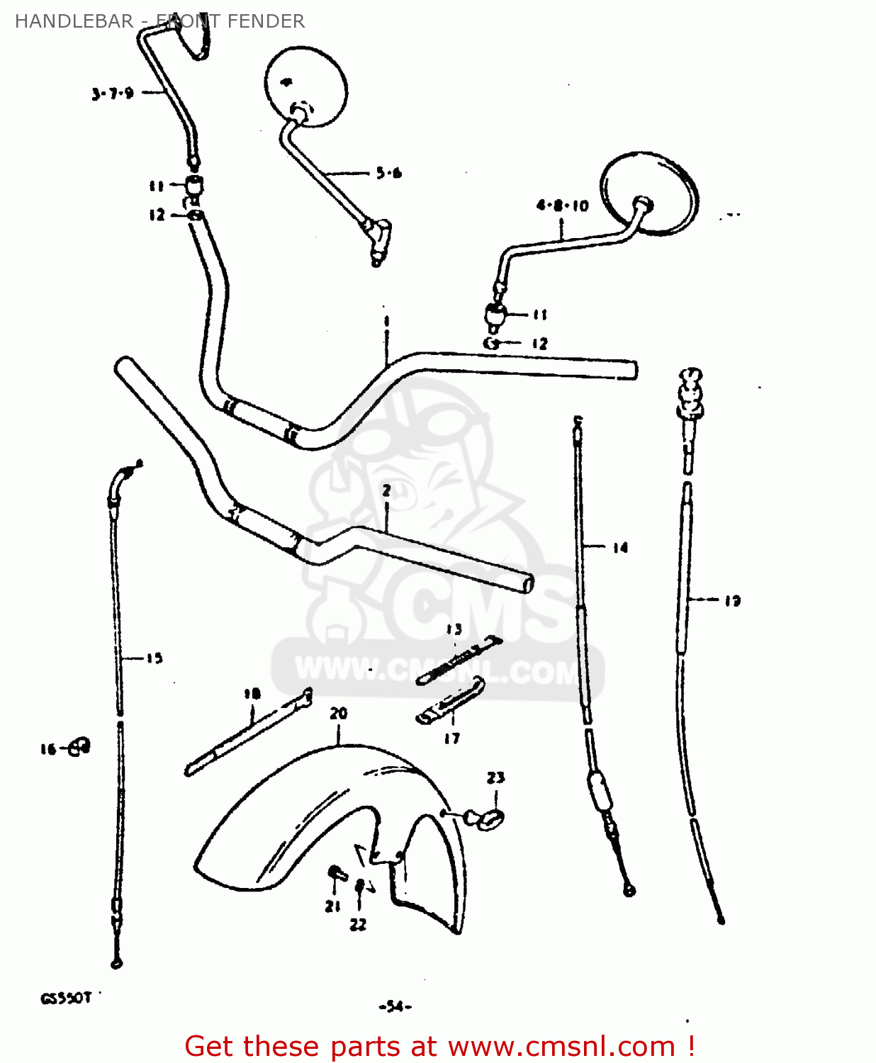 HANDLEBAR - FRONT FENDER GS550D 1980 (T) (E02 E15 E22 E24 E25)