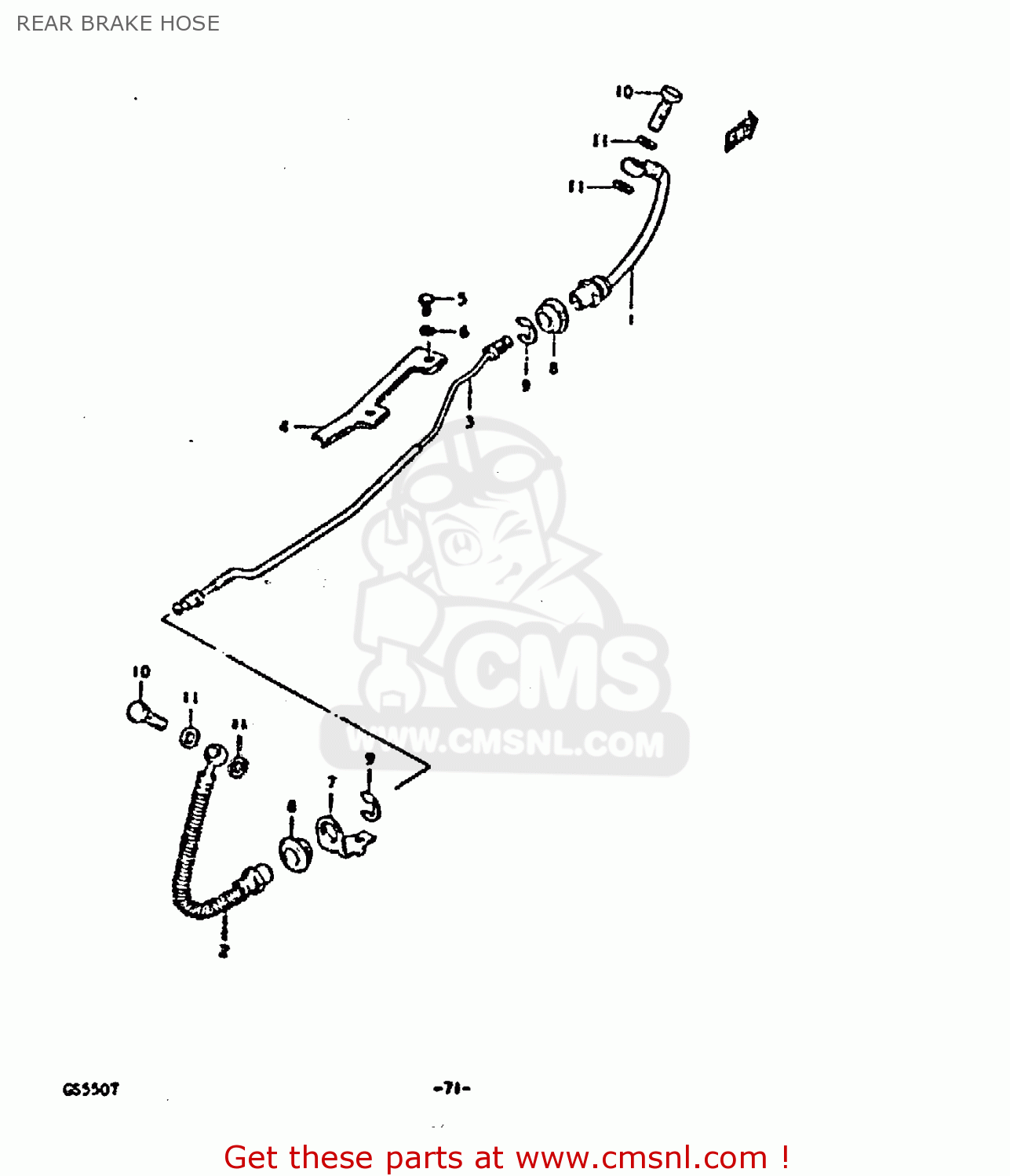 REAR BRAKE HOSE GS550D 1980 (T) (E02 E15 E22 E24 E25)