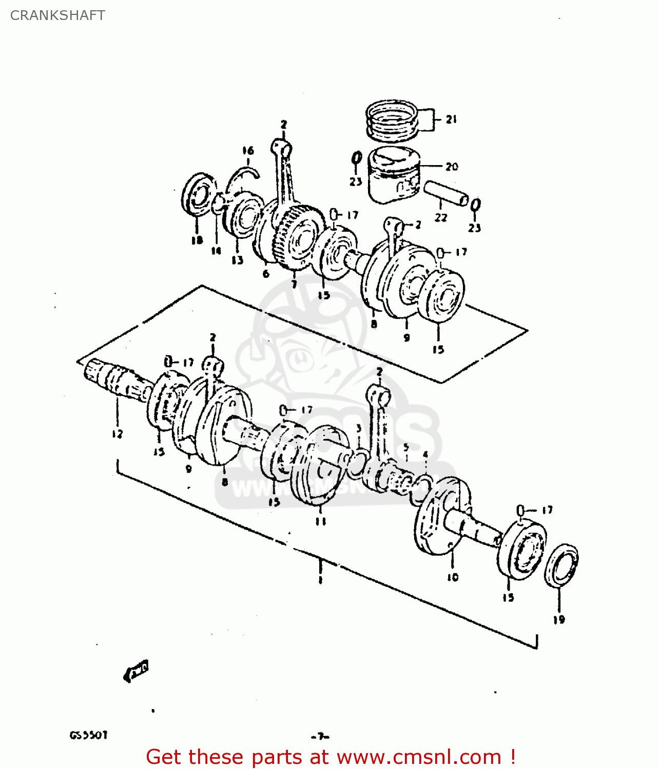 CRANKSHAFT GS550D 1980 (T) (E02 E15 E22 E24 E25)