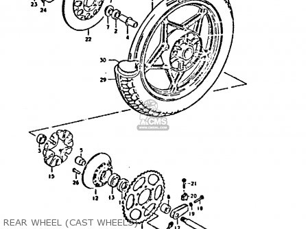 REAR WHEEL (CAST WHEELS) - GS550D 1980 (T) (E02 E15 E22 E24 E25)