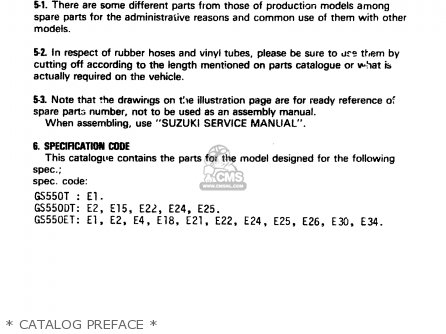 * CATALOG PREFACE * - GS550D 1980 (T) (E02 E15 E22 E24 E25)