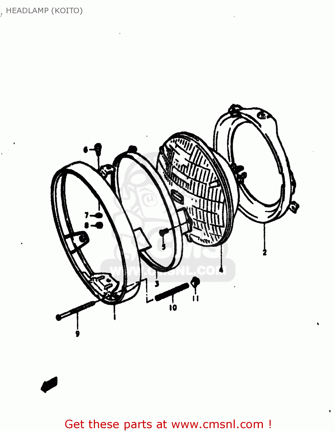 HEADLAMP (KOITO) GS550E 1977 (B) USA (E03)