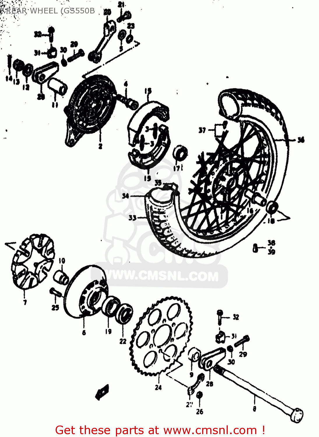 REAR WHEEL (GS550B GS550E 1977 (B) USA (E03)
