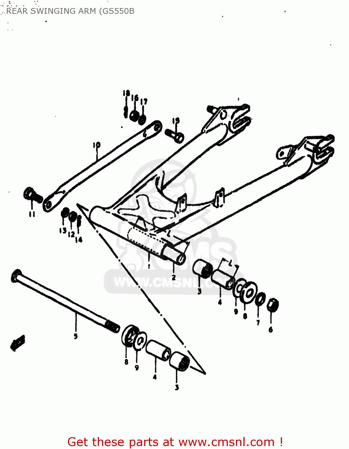 REAR SWINGING ARM (GS550B GS550E 1979 (N) USA (E03)