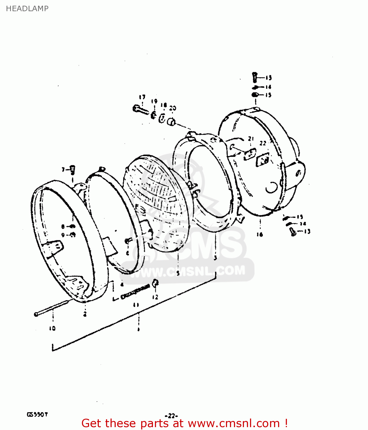 HEADLAMP GS550E 1980 (T) (E01 E02 E04 E18 E21 E22 E24 E25 E26 E30 E34)