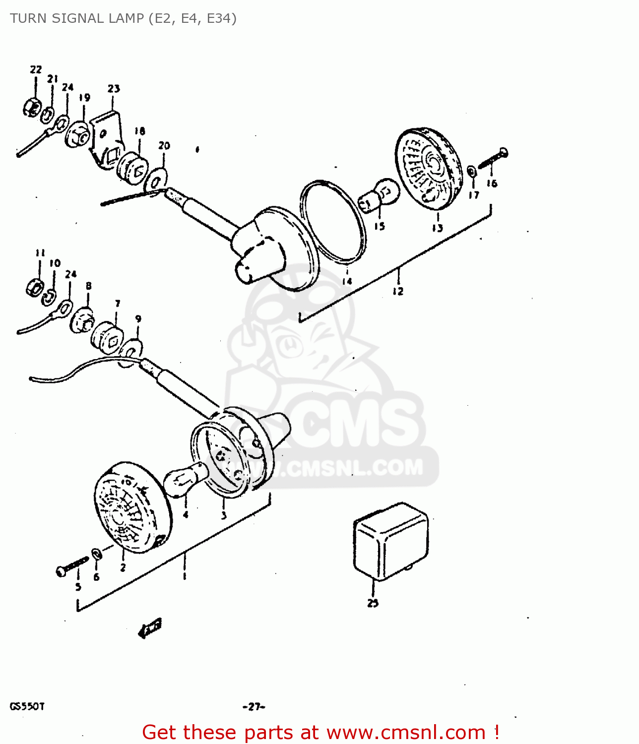 TURN SIGNAL LAMP (E2, E4, E34) GS550E 1980 (T) (E01 E02 E04 E18 E21 E22 E24 E25 E26 E30 E34)