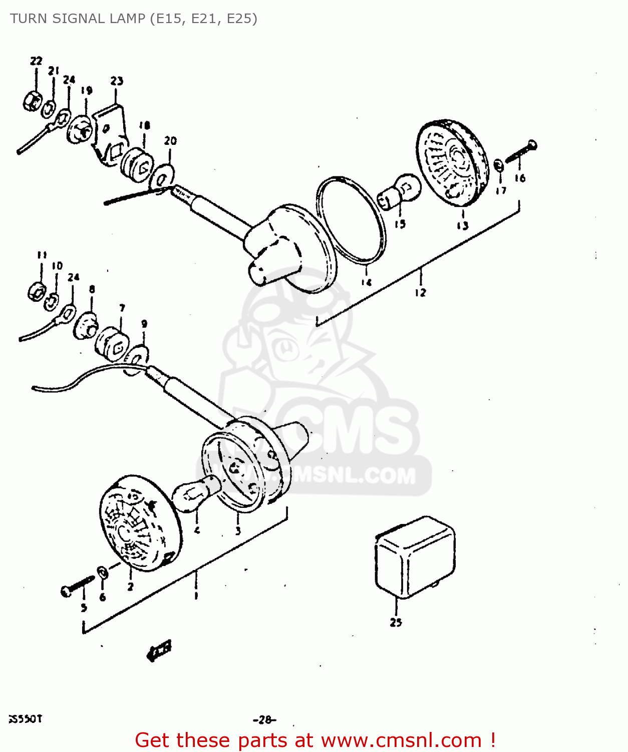 TURN SIGNAL LAMP (E15, E21, E25) GS550E 1980 (T) (E01 E02 E04 E18 E21 E22 E24 E25 E26 E30 E34)