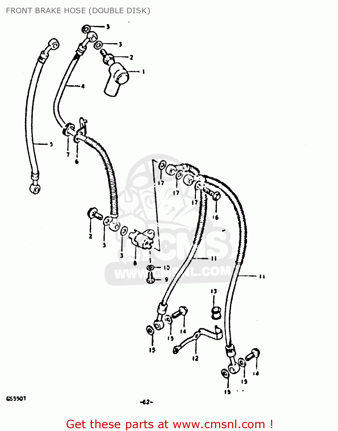 FRONT BRAKE HOSE (DOUBLE DISK) GS550E 1980 (T) (E01 E02 E04 E18 E21 E22 E24 E25 E26 E30 E34)