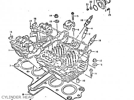 CYLINDER HEAD - GS550E 1980 (T) (E01 E02 E04 E18 E21 E22 E24 E25 E26 E30 E34)