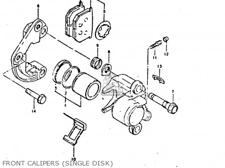 FRONT CALIPERS (SINGLE DISK) - GS550E 1980 (T) (E01 E02 E04 E18 E21 E22 E24 E25 E26 E30 E34)