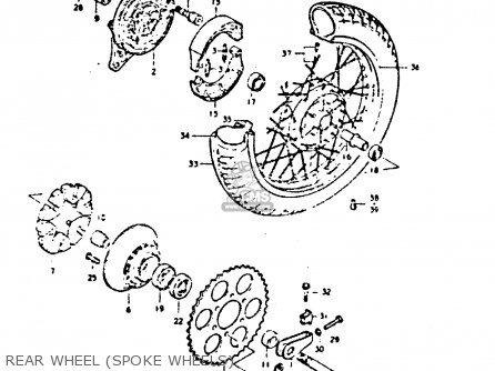REAR WHEEL (SPOKE WHEELS) - GS550E 1980 (T) (E01 E02 E04 E18 E21 E22 E24 E25 E26 E30 E34)