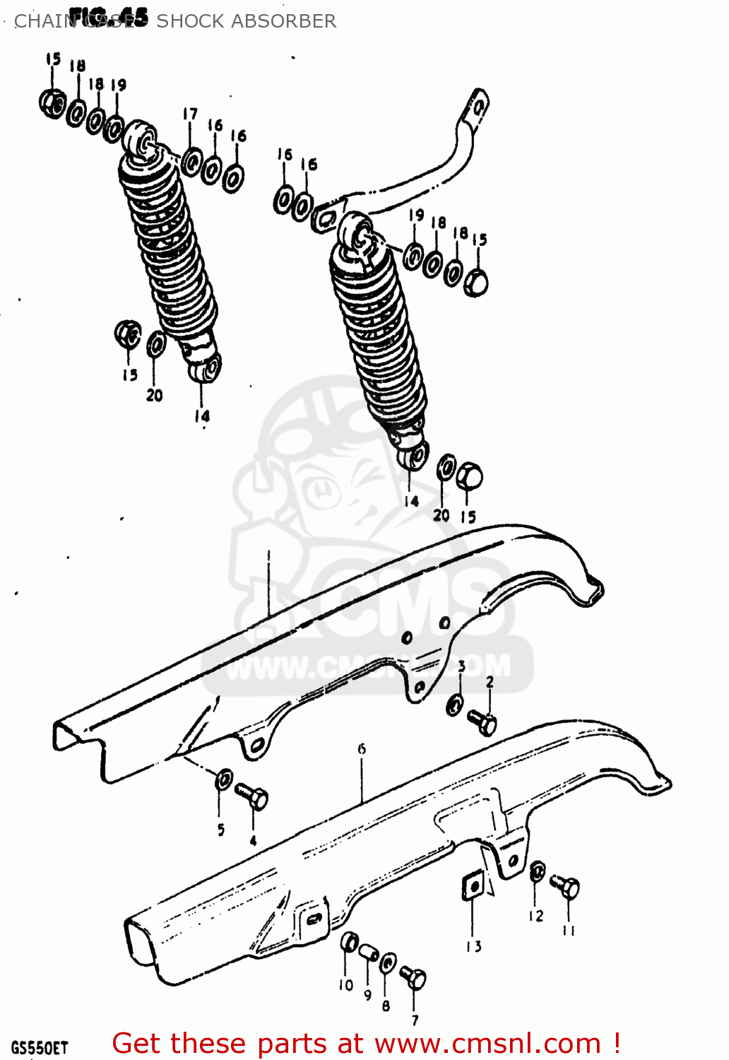 CHAIN CASE - SHOCK ABSORBER GS550E 1980 (T) USA (E03)