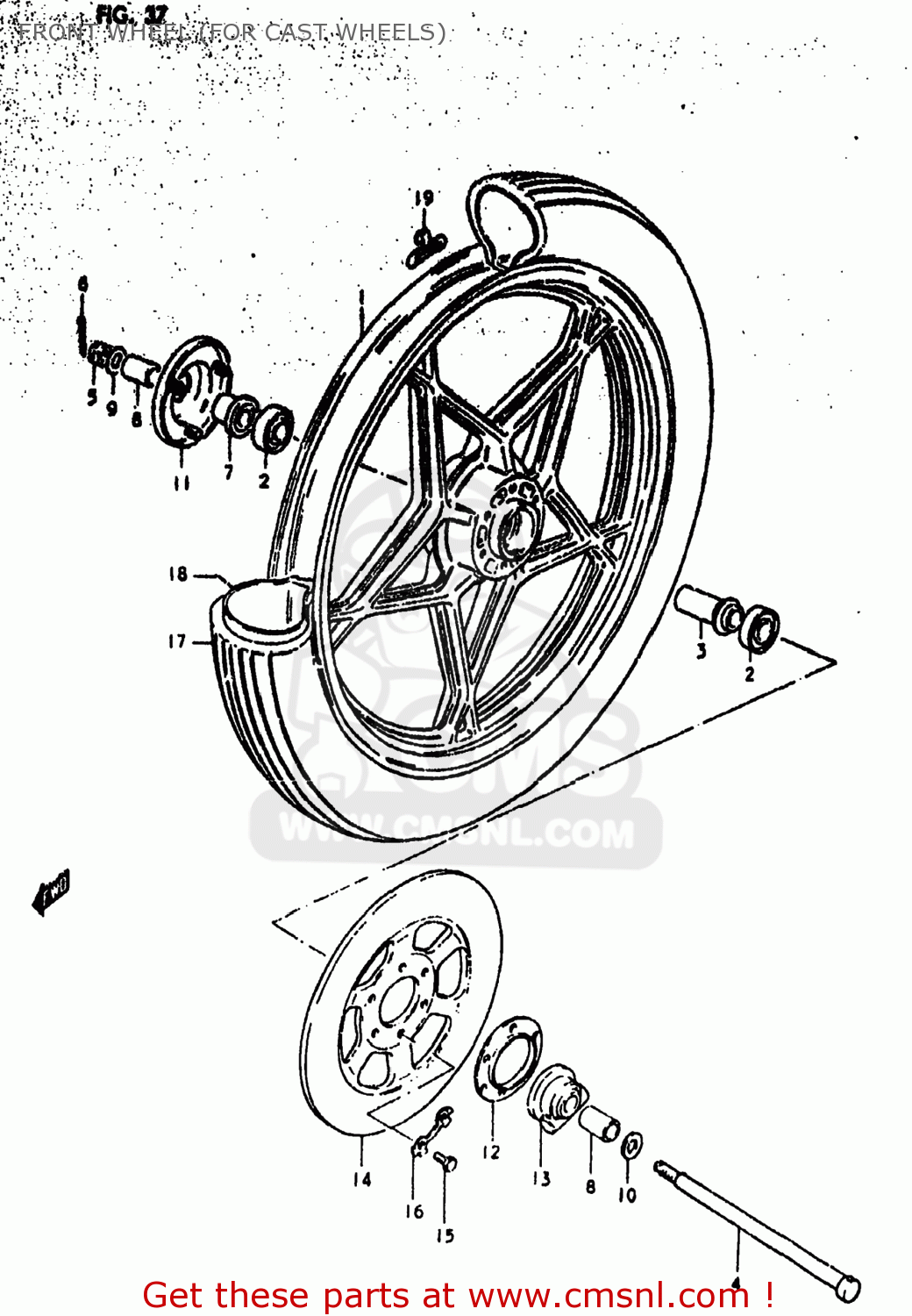 FRONT WHEEL (FOR CAST WHEELS) GS550E 1980 (T) USA (E03)