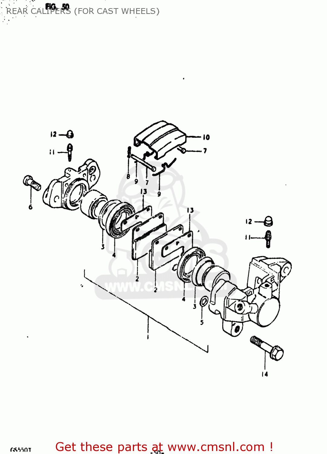 REAR CALIPERS (FOR CAST WHEELS) GS550E 1980 (T) USA (E03)