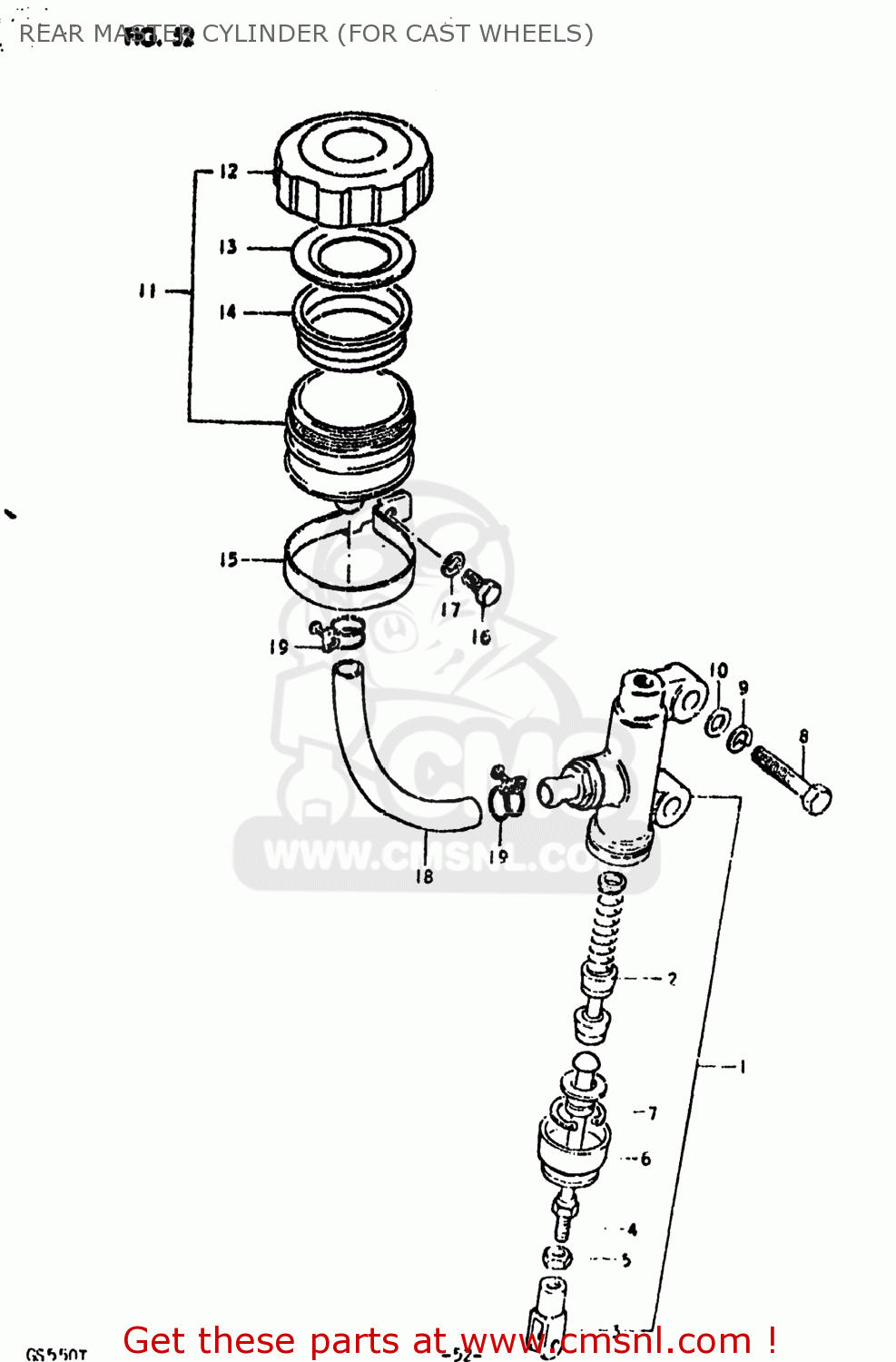 REAR MASTER CYLINDER (FOR CAST WHEELS) GS550E 1980 (T) USA (E03)