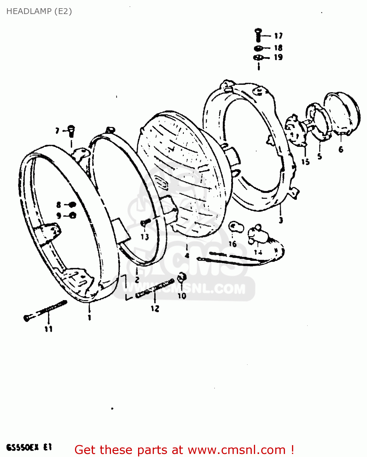 HEADLAMP (E2) GS550E 1981 (X) (E01 E02 E04 E18 E21 E22 E24 E25 E26 E30 E34)