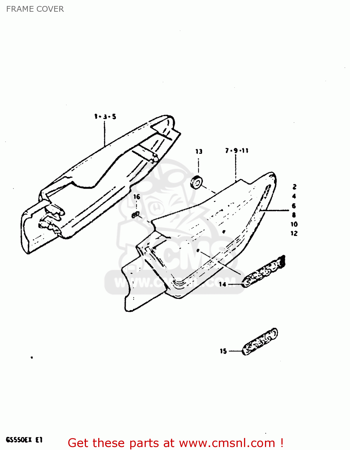 FRAME COVER GS550E 1981 (X) (E01 E02 E04 E18 E21 E22 E24 E25 E26 E30 E34)