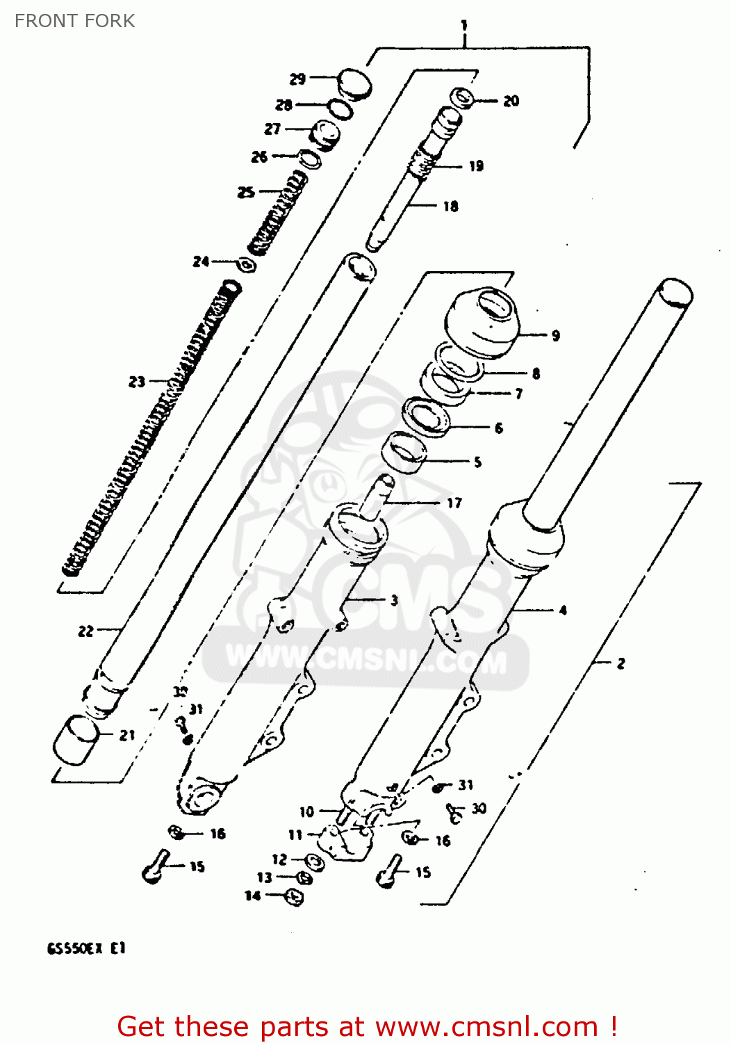 FRONT FORK GS550E 1981 (X) (E01 E02 E04 E18 E21 E22 E24 E25 E26 E30 E34)