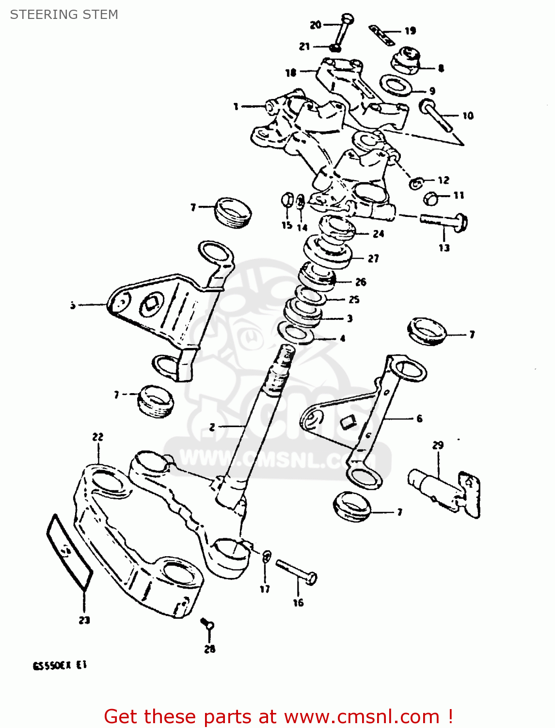 STEERING STEM GS550E 1981 (X) (E01 E02 E04 E18 E21 E22 E24 E25 E26 E30 E34)