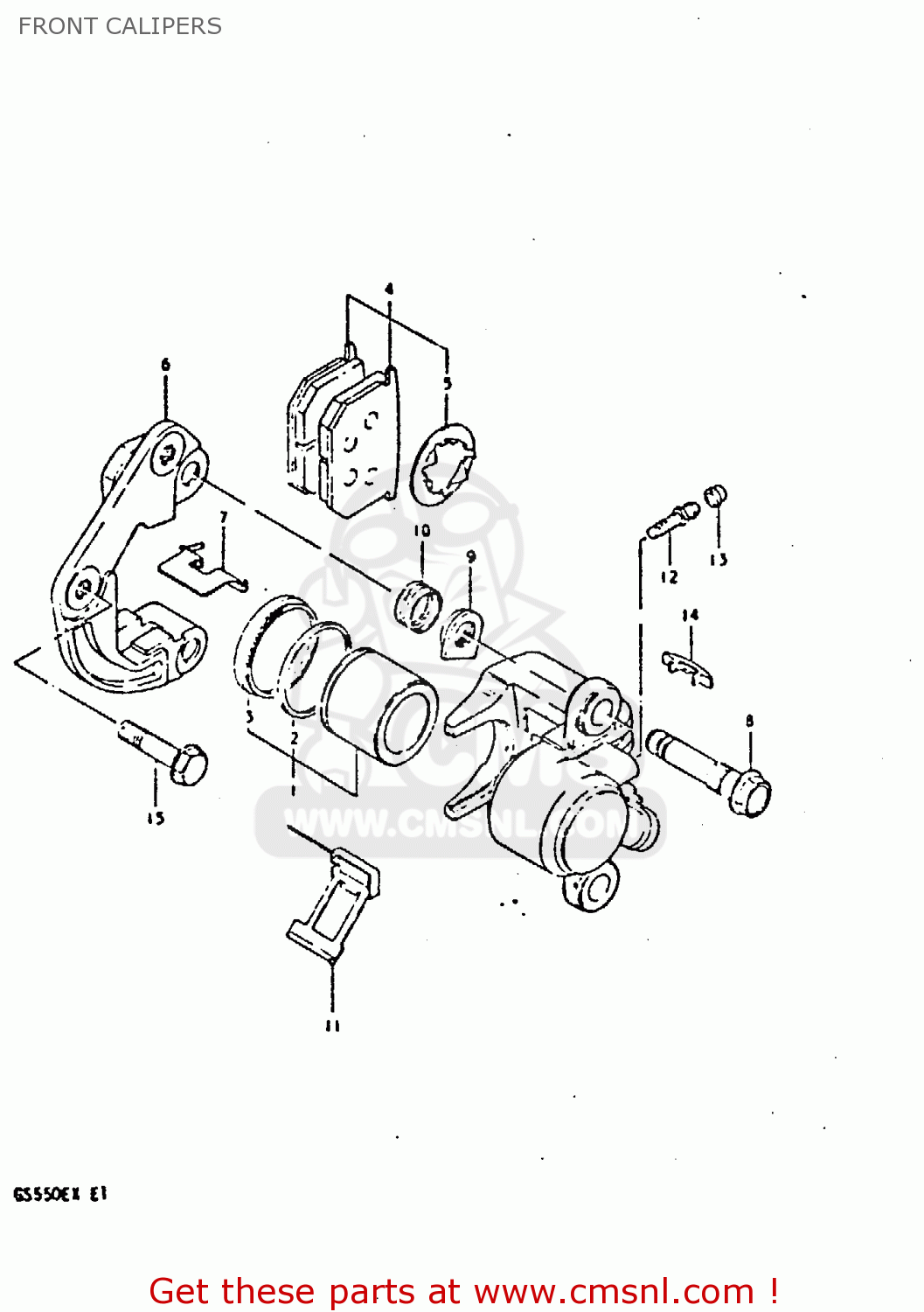FRONT CALIPERS GS550E 1981 (X) (E01 E02 E04 E18 E21 E22 E24 E25 E26 E30 E34)