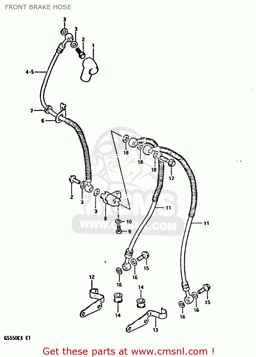 FRONT BRAKE HOSE GS550E 1981 (X) (E01 E02 E04 E18 E21 E22 E24 E25 E26 E30 E34)
